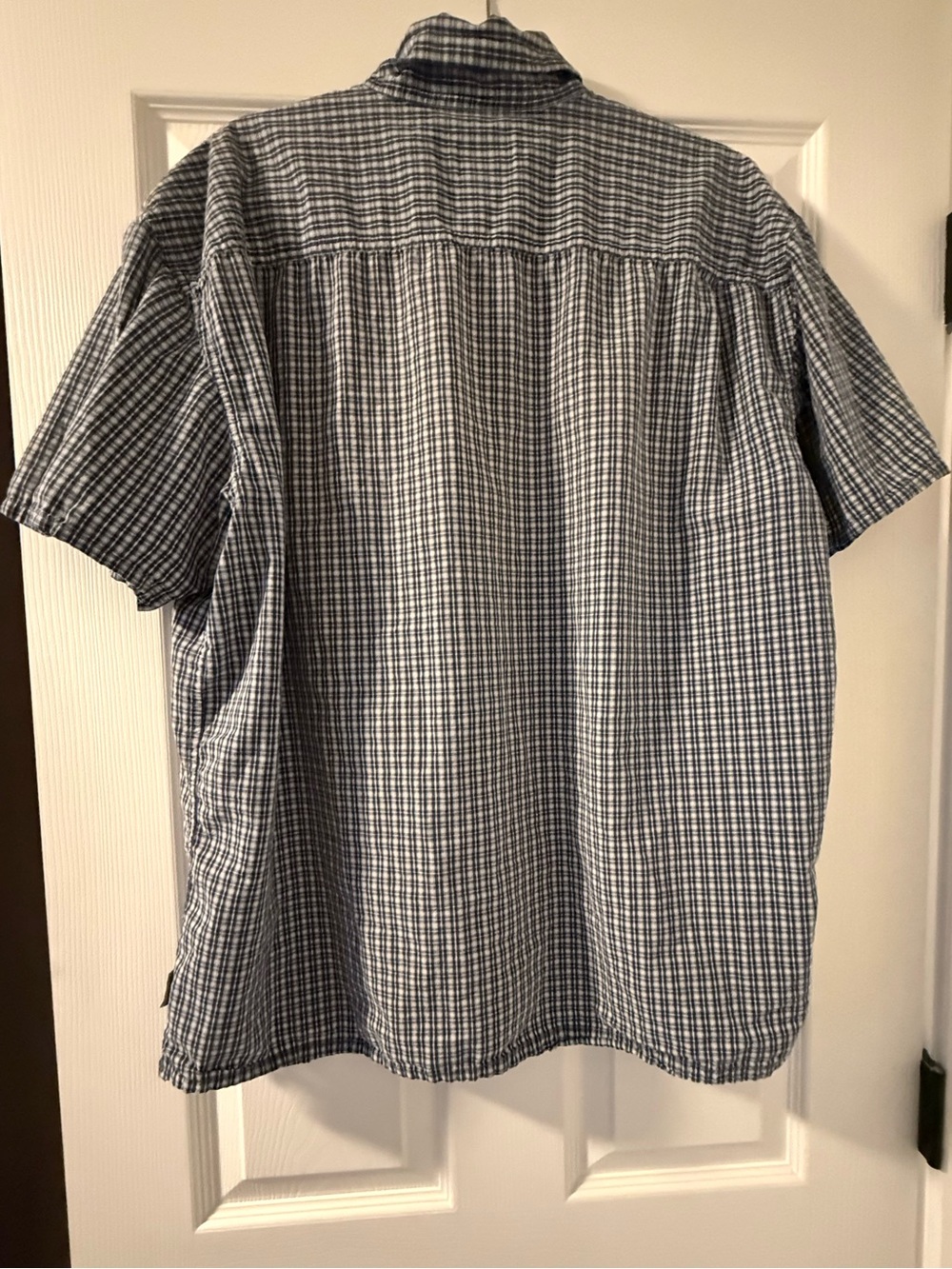 Men's Short Sleeve Check Shirt - Blue/White